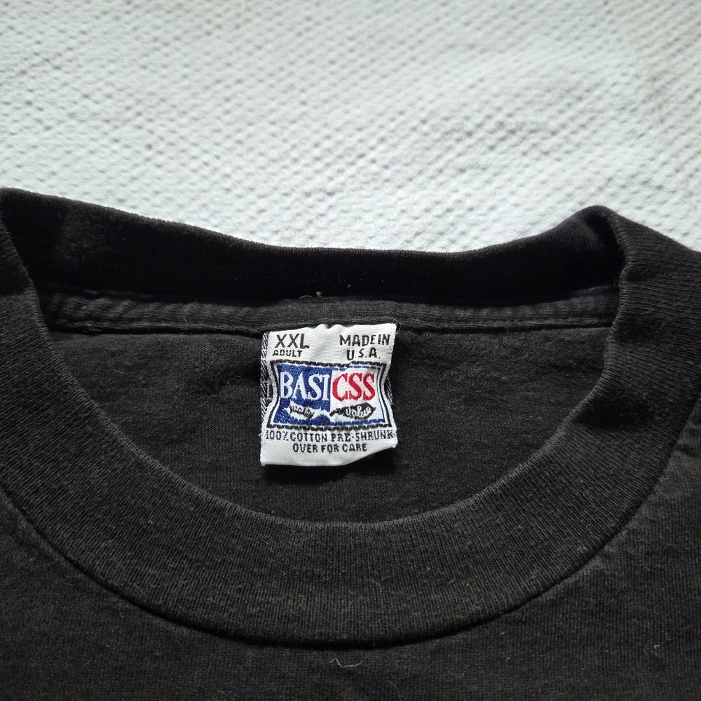 Basicss Black T-Shirt with Blue Houston Texas Skyline Graphic - Picture 3 of 4